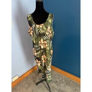 Harlow & Rose Tropical Floral Maxi Dress Sleeveless Palm Print Size 1X